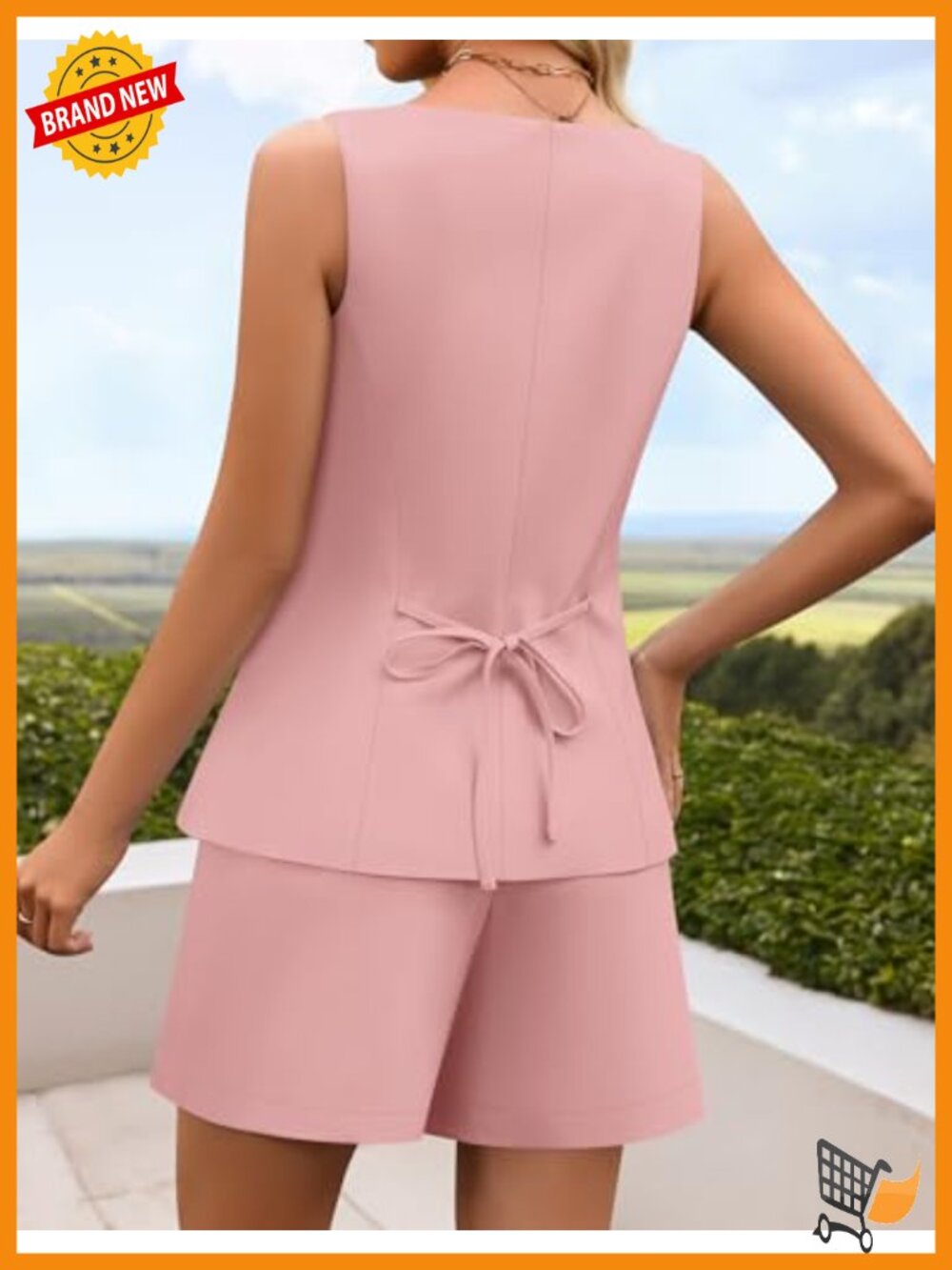 Women's 2 Piece Short Set Vest & Matching Shorts Business Casual Outfit - Picture 4 of 6